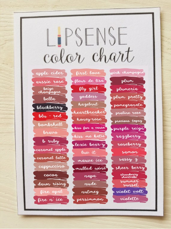 Lipsense Lipsense Color Chart Senegence Lipsense Colors Etsy