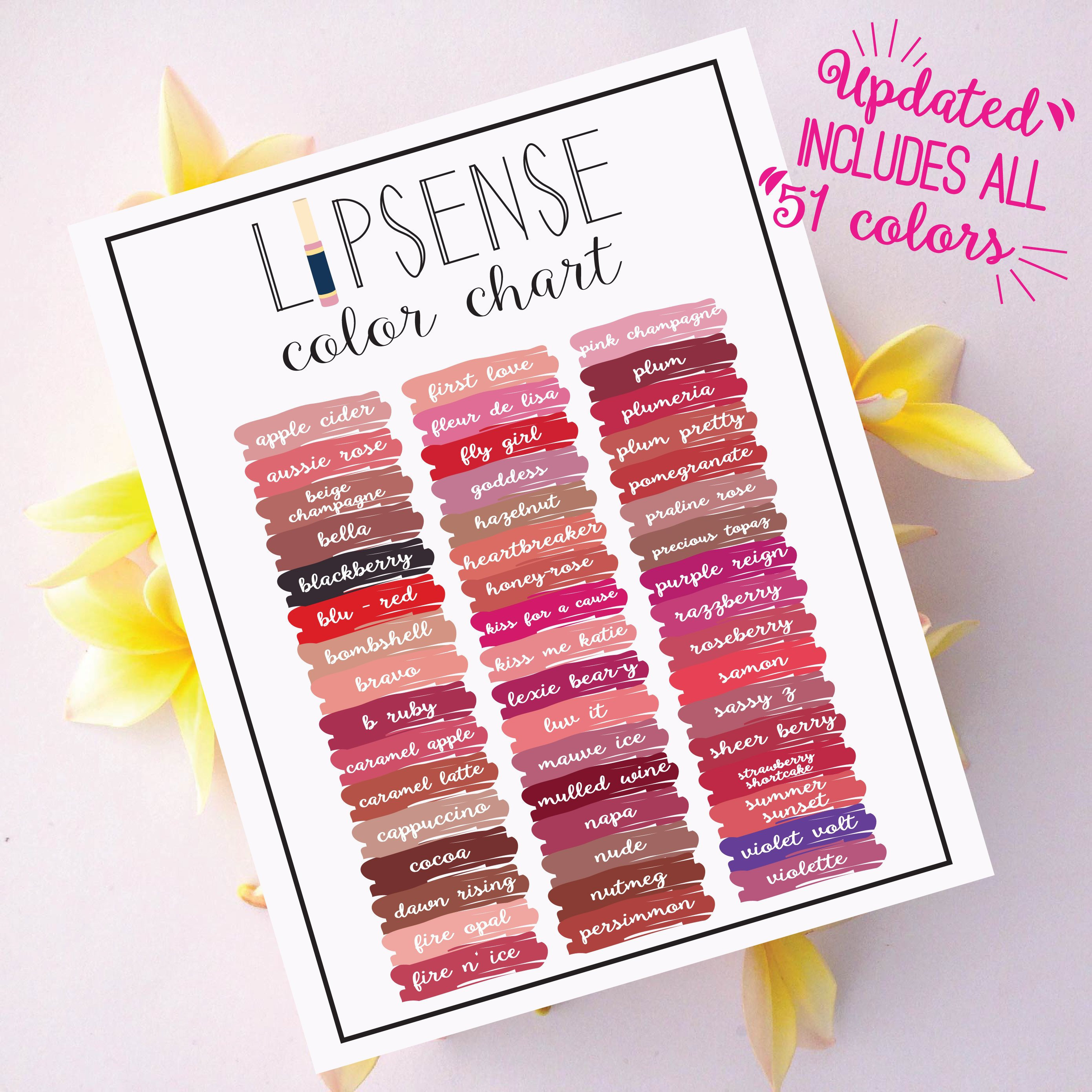 Lipsense Lipsense Color Chart Senegence Lipsense Colors | Etsy