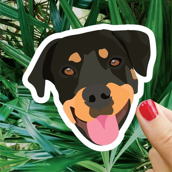 Rottweiler Sticker Camellia Print German Rottweiler Sticker Funny