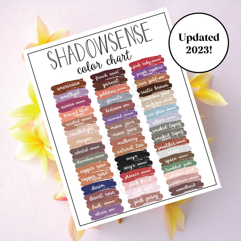 Shadowsense R. Brown Shadowsense Color Chart: Printable Eyeshadow Guide (digital Download ...