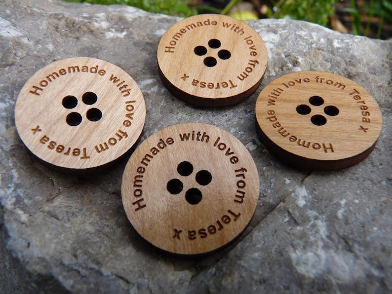 Personalised Wooden Buttons Wood Engraved Buttons Craft Etsy UK