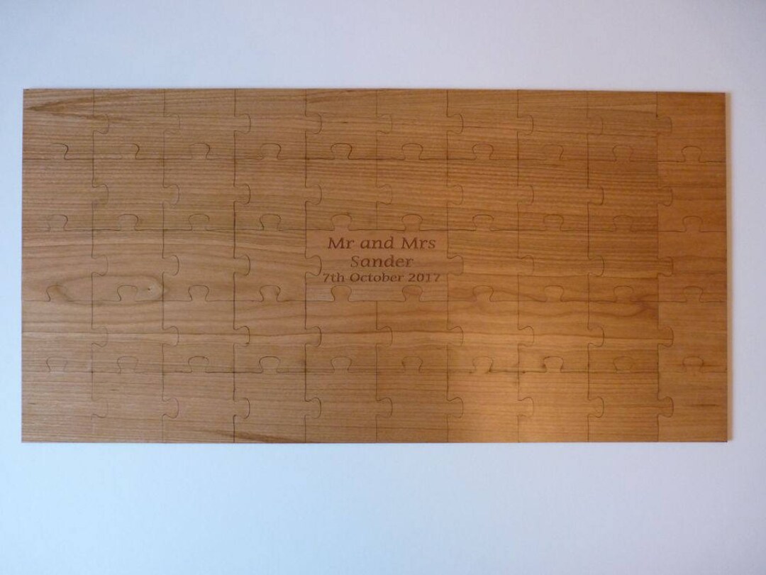 Wedding Jigsaw Guest Book Wooden Engraved Jigsaw Piece Etsy