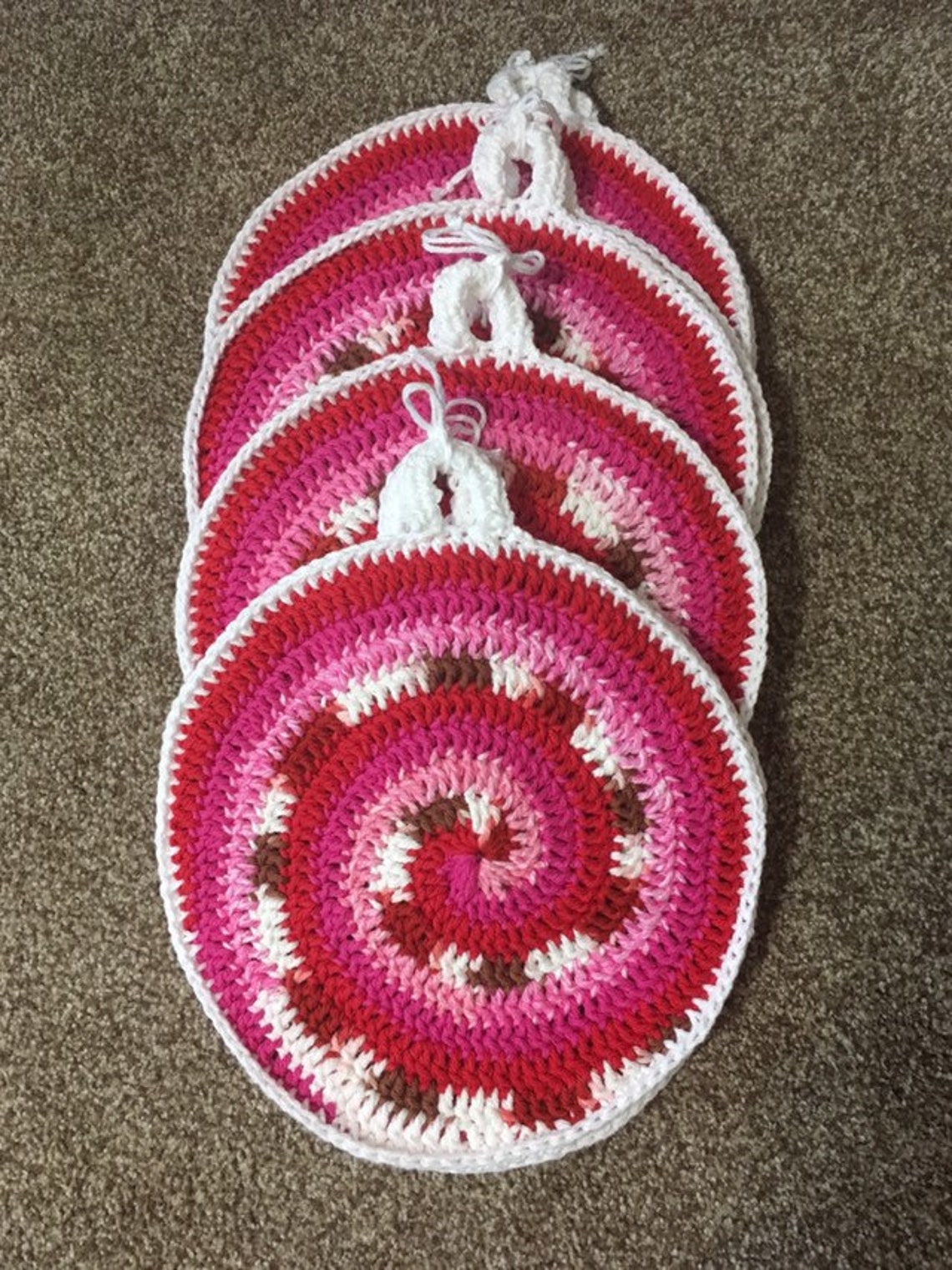 Potholders Thick Multicolored Potholders Spiral Round Etsy