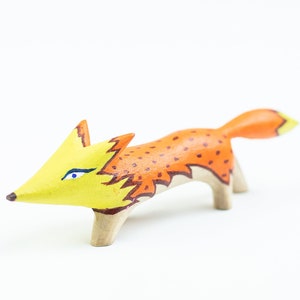 Handmade wooden waldorf doll, fox toy figurine, waldorf toys animal figure, birthday gift, toddler toys, hand-painted montessori toys
