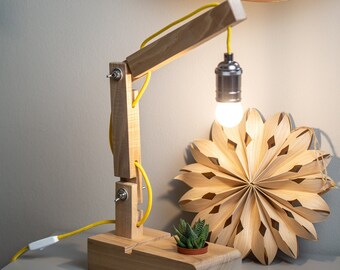 Wooden Table Lamp, Pendant lamp, Ash Wooden Dowel Desk Lamp, Modern Table Lamp, Adjustible lamp, Home lighting