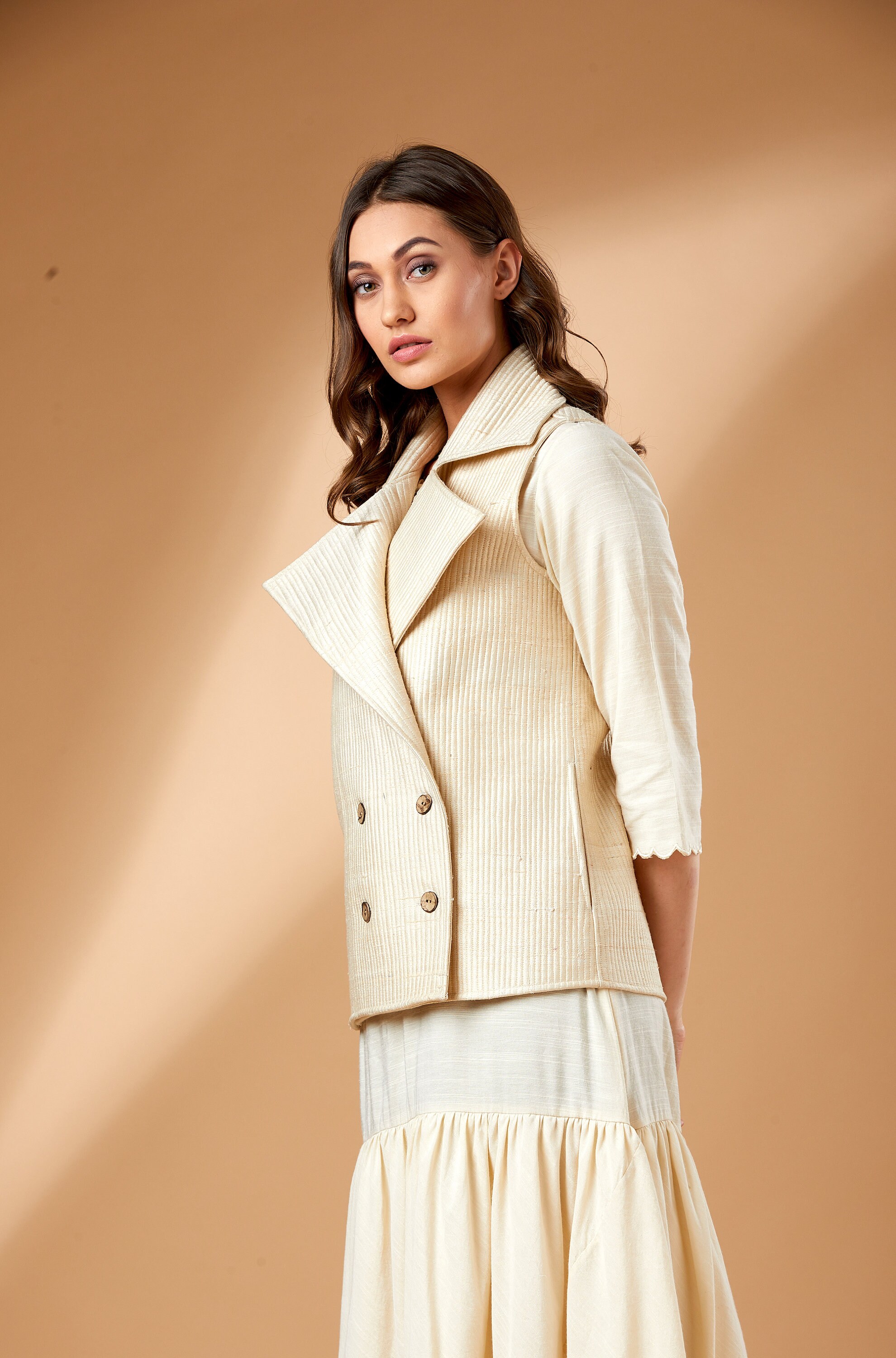 Ivory Quilted Coat Handloom Silk Etsy New Zealand