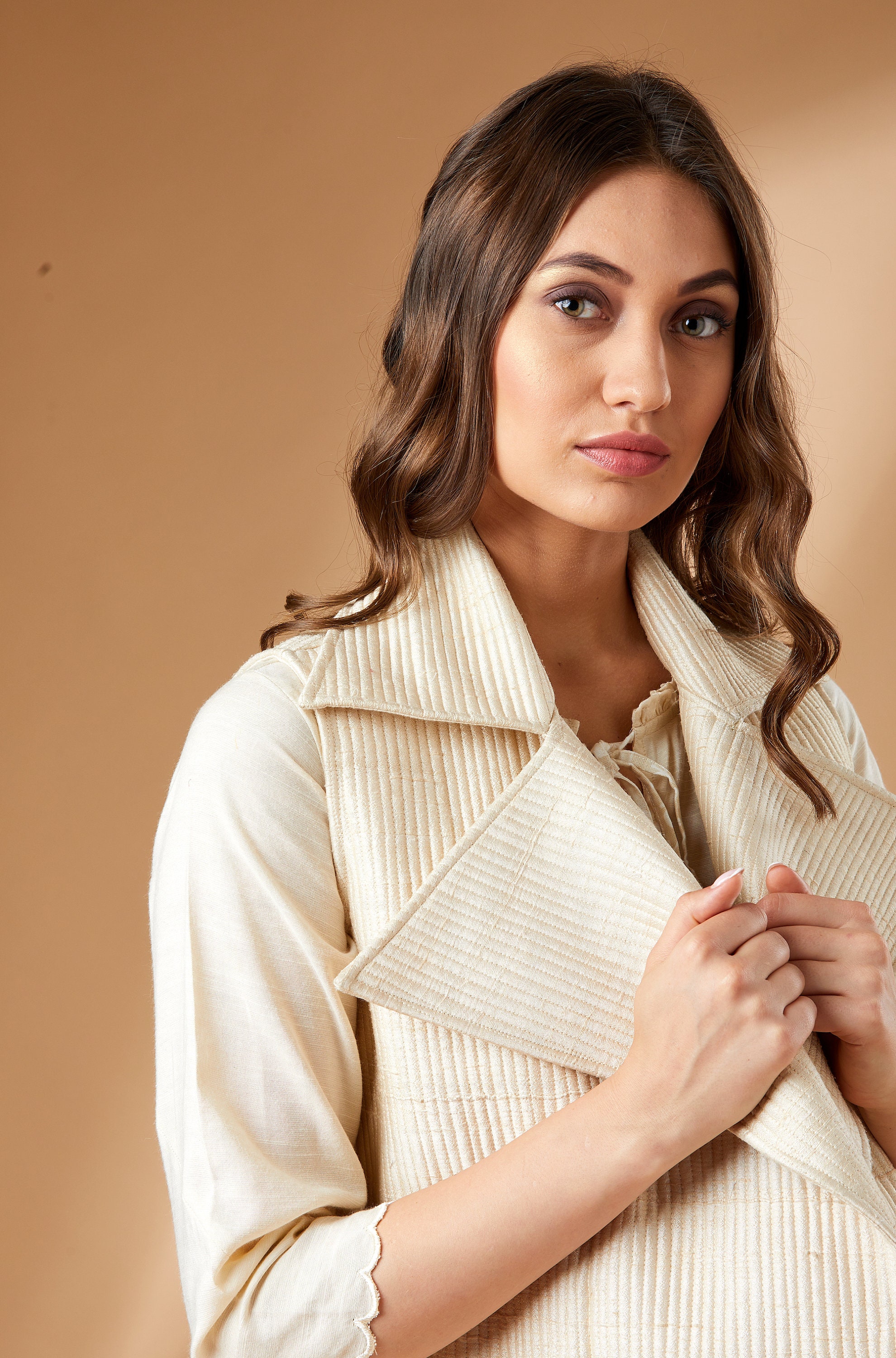 Ivory Quilted Coat Handloom Silk Etsy New Zealand