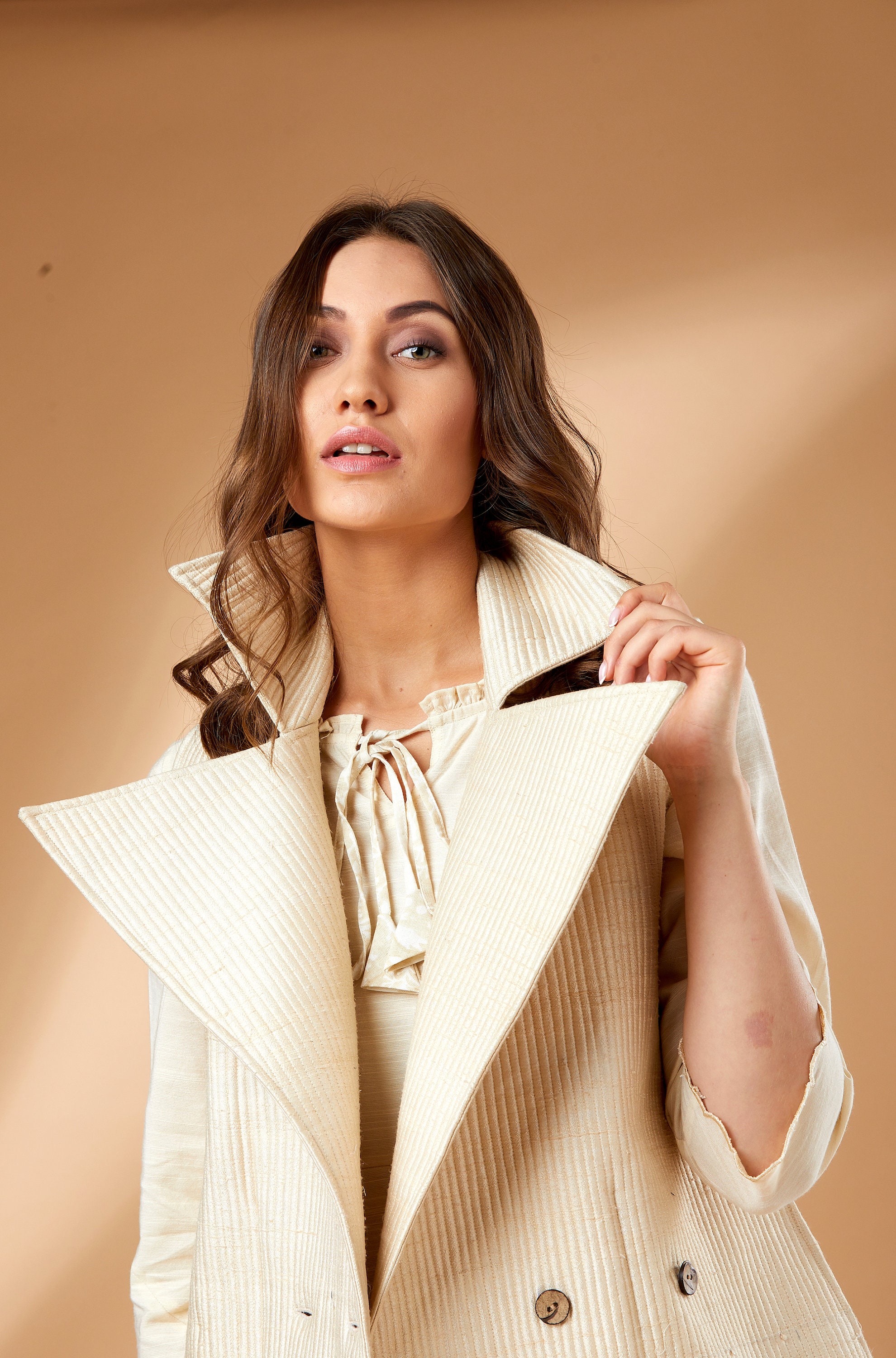 Ivory Quilted Coat Handloom Silk Etsy New Zealand