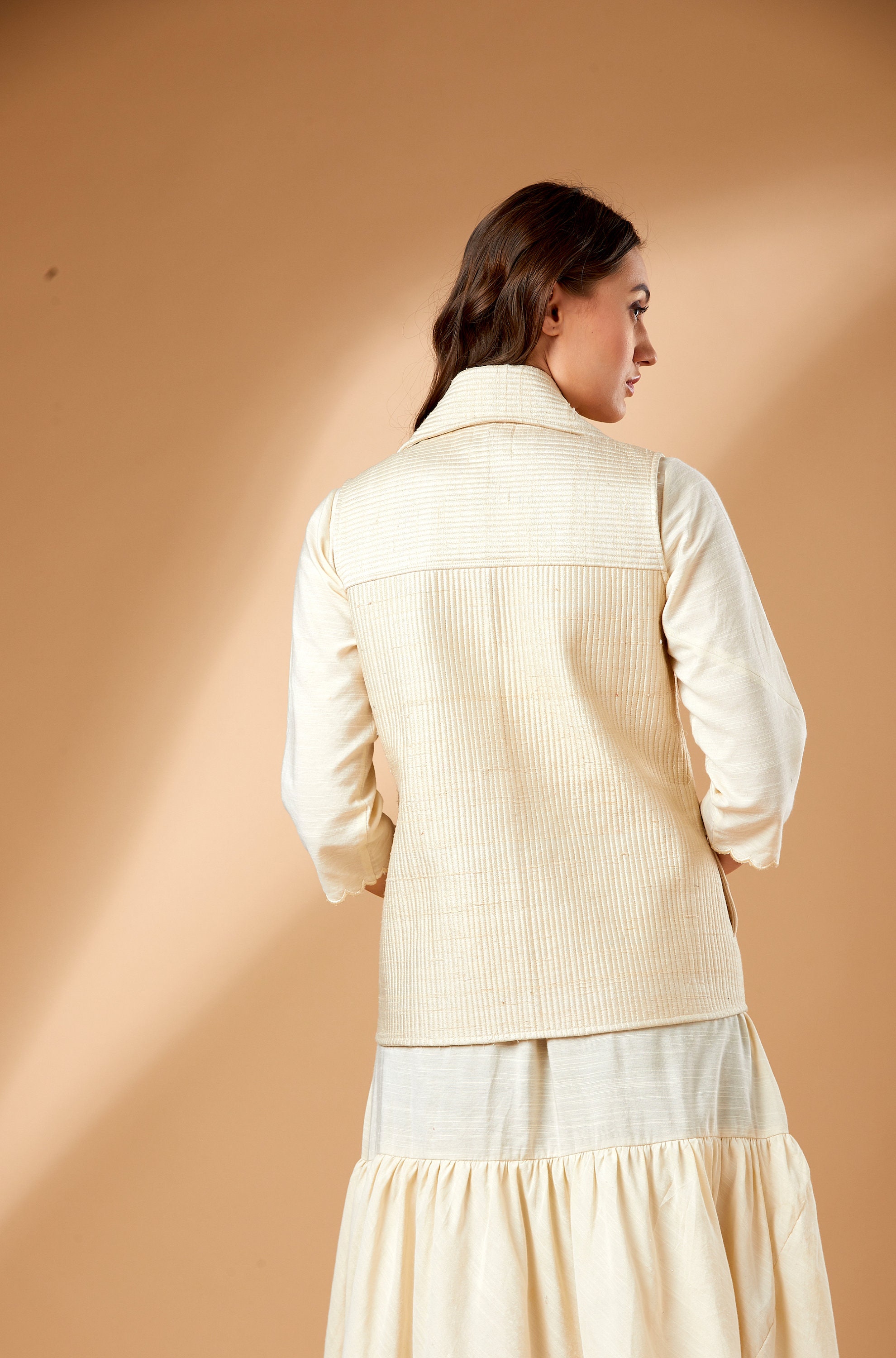 Ivory Quilted Coat Handloom Silk Etsy New Zealand