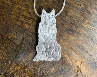 Silver chain with unique pendant dog "Shepherd Dog"