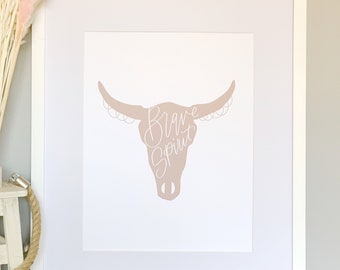 Art Print - Boho Bull Rustic