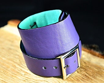 Street style double wrap bracelet, Colorful leather cuff, Double sided bracelet cuff, Street style adjustable bracelet, Double wrap cuff