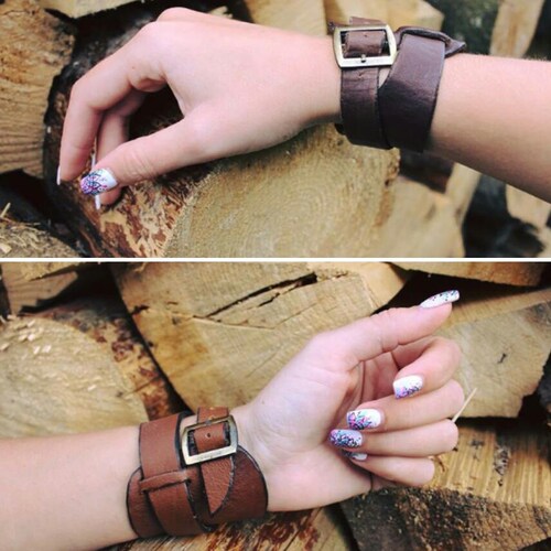 Extra Wide Leather Bracelet Black Wrist Cuff Etsy