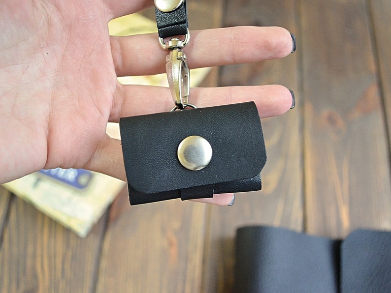 Leather SD card holder keychain Black SD card case for him | Etsy