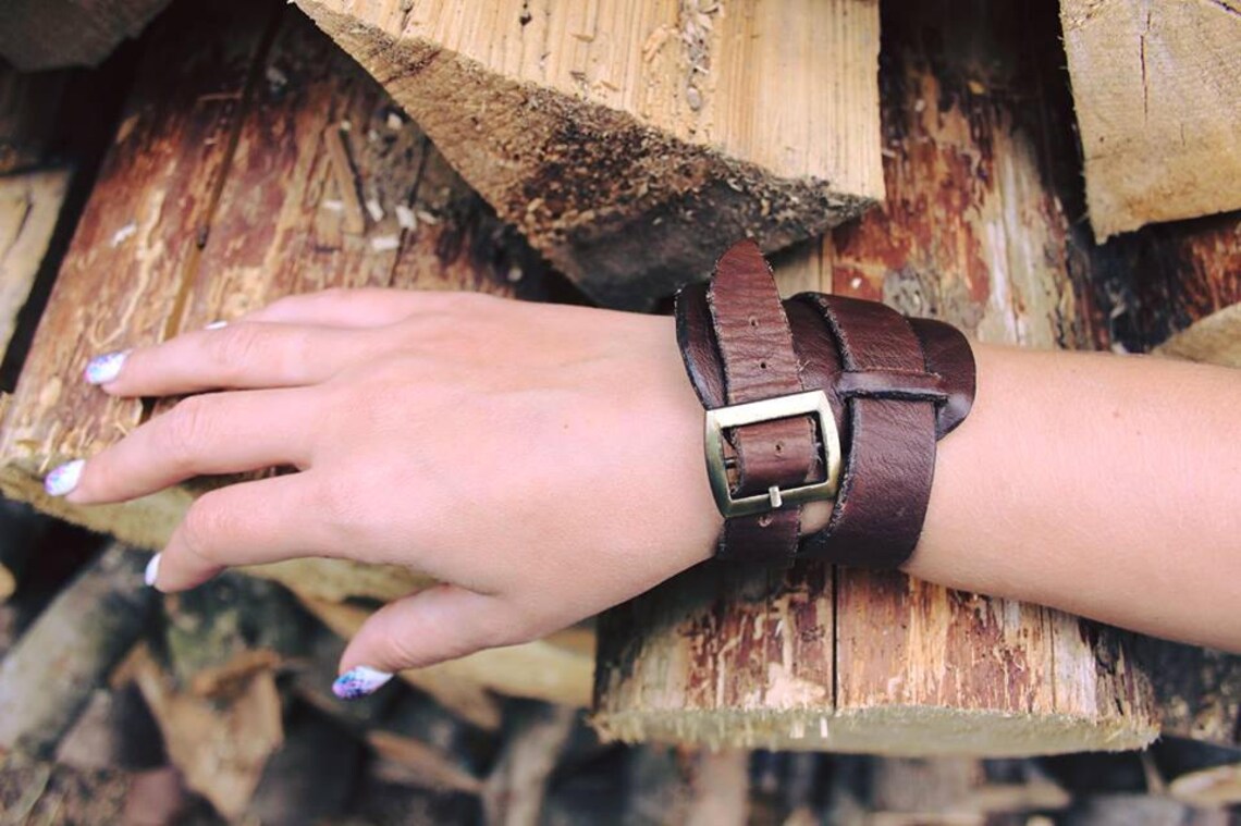 Reversible Leather Wrist Wrap Wide Cuff Bracelet for Women Etsy