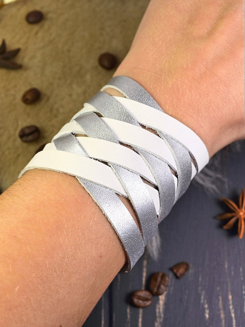 Leather Wrist Cuff Wide Leather Bracelet Cuff Leather Cuff Etsy