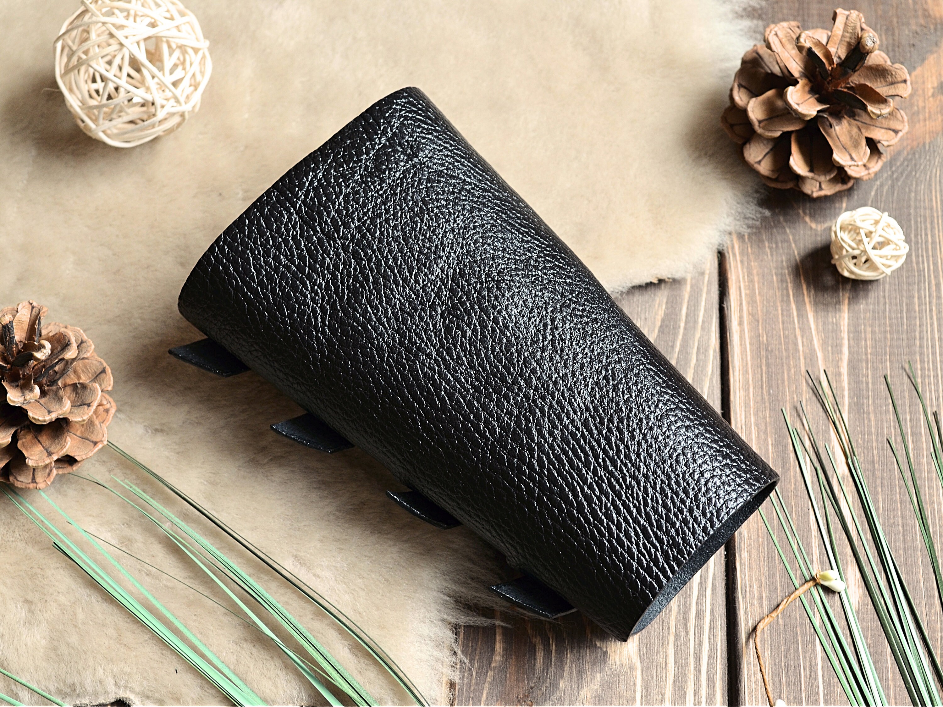 Wide Leather Wrist Guard Leather Arm Bracelet Black Leather Etsy