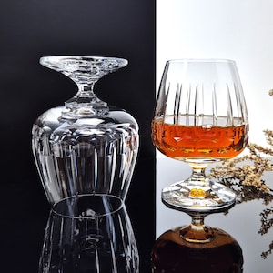2 noble crystal cognac / brandy glasses by Zwiesel Rockabilly lead crystal Vintage Bar Mid Century