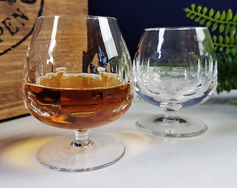 2 vintage cognac / brandy glasses KW Noble Bar cognac swivel 1970s