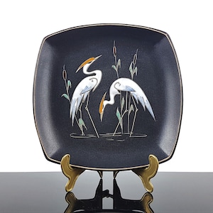Ruscha wall plate / bowl made of ceramic Original 50&#39;s 60s wall decoration crane / heron motif