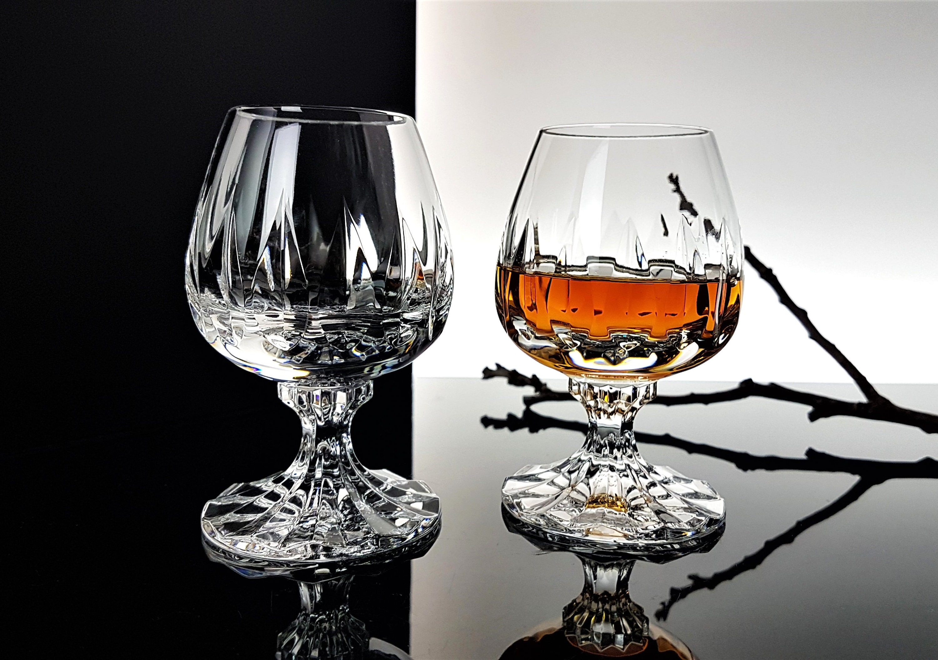 Crystal - Sherry - Brandy - Cognac - Snifter - Glasses - Set of 6 -  Handcrafted - Crystal Glass - Great for Spirits - Drinks - Bourbon - Wine -  11