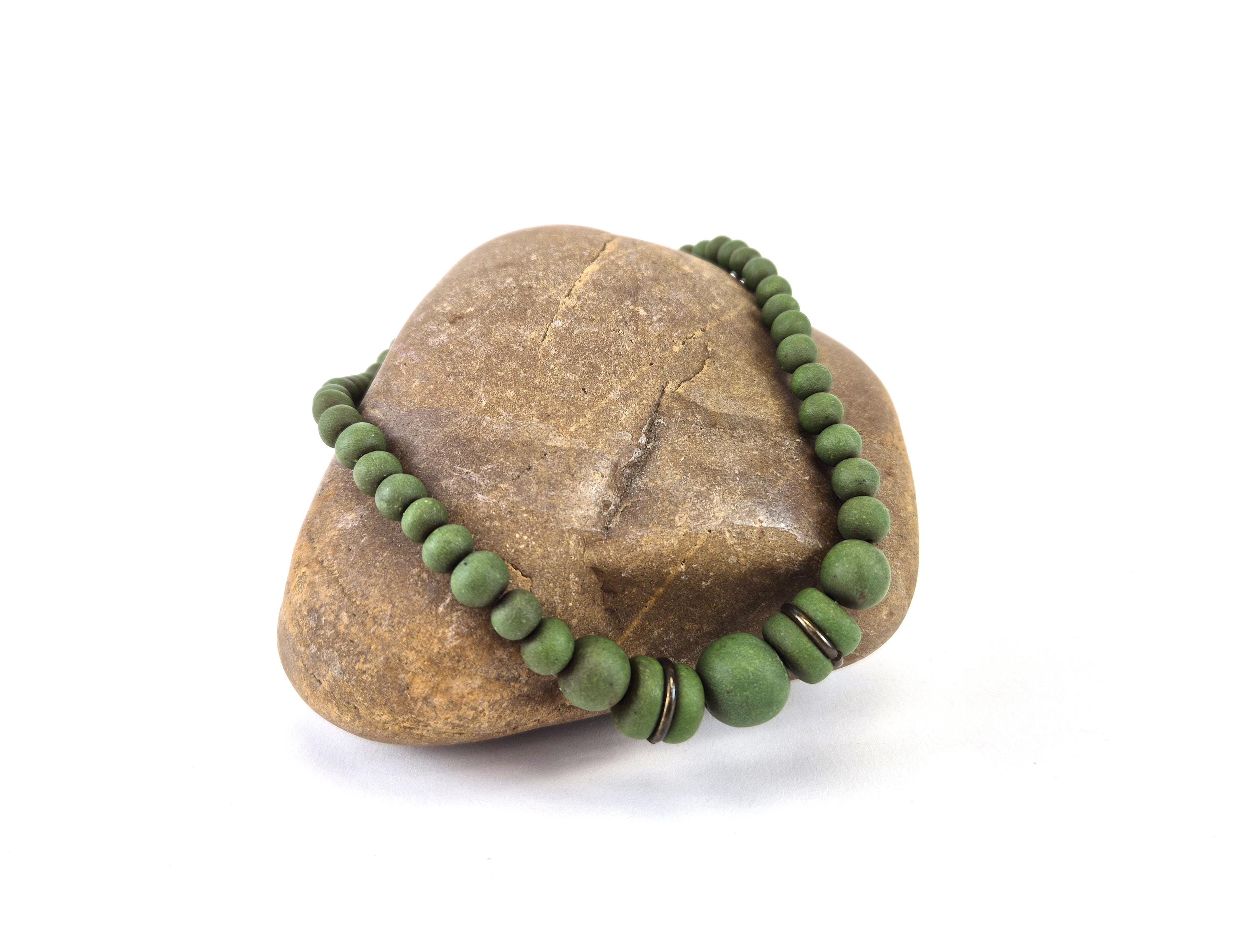 Collier Ras-du-cou Vintage Vert Perles Plastique Scintillantes – Super état, 40cm