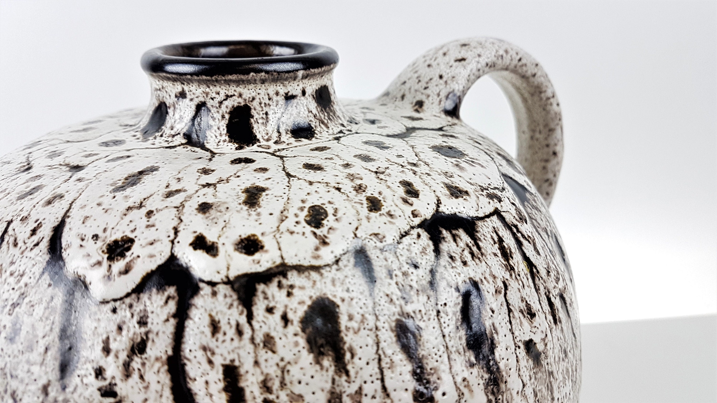 大型ミッドセンチュリー花瓶フラワーベースセラミック製ヴィンテージ