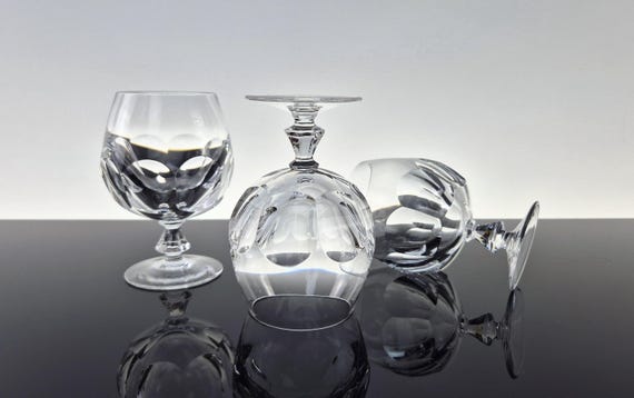 3 Edle Mid Century Kristall Cognac / Brandy Gläser Edel Rockabilly Bleikristall Vintage Bar