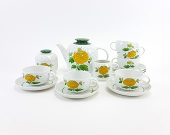 THOMAS tea service for 6 people- Holiday in Madeira- Vintage tableware, old series of yellow flowers Shabby Christmas