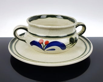 Vintage Soup Cups with Ceramic Saucer Original 70s Red Ceramic Mug  Wachtersbach