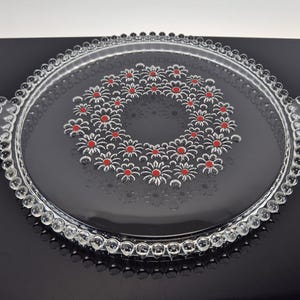 Noble cake plate cake plate cake plate by Walther Glas red hearts glass plate ibkas candle plate 60s / 70s