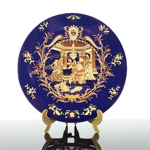 Plate / bowl collecting plate finest Chinese porcelain - handcraft - cobalt blue / gold vintage 30 cm