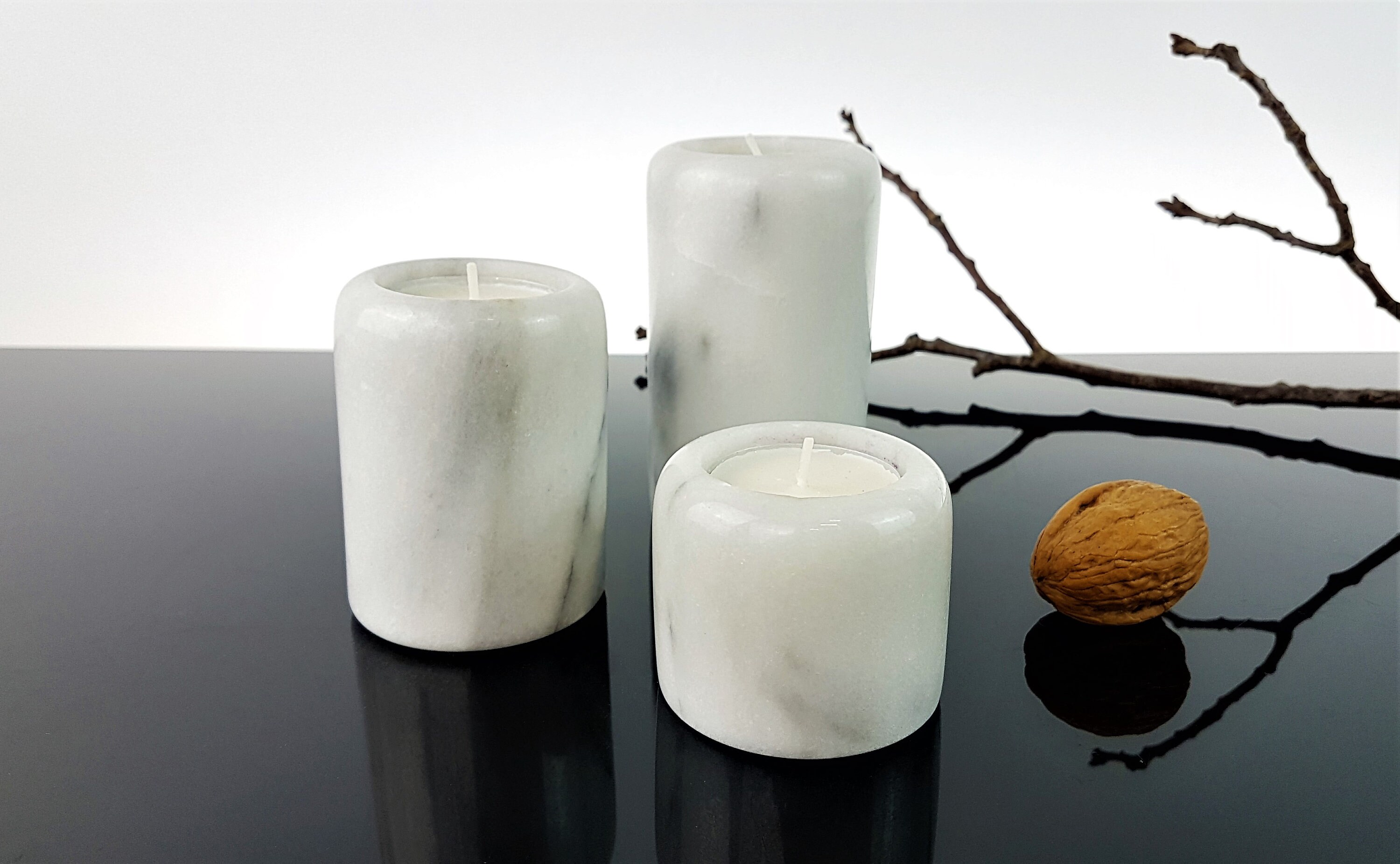 3本のキャンドルスタンド - キャンドルスタンド - 大理石製の