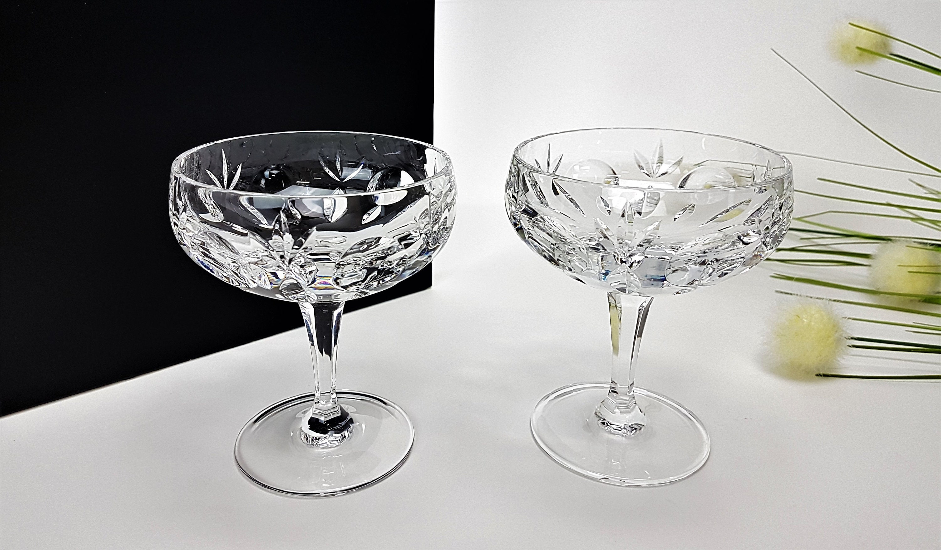 2 edle Vintage Sektschalen aus Kristall 70-er Jahre Bleikristall Boho Retro Nachtmann Kristallgläser Champagner