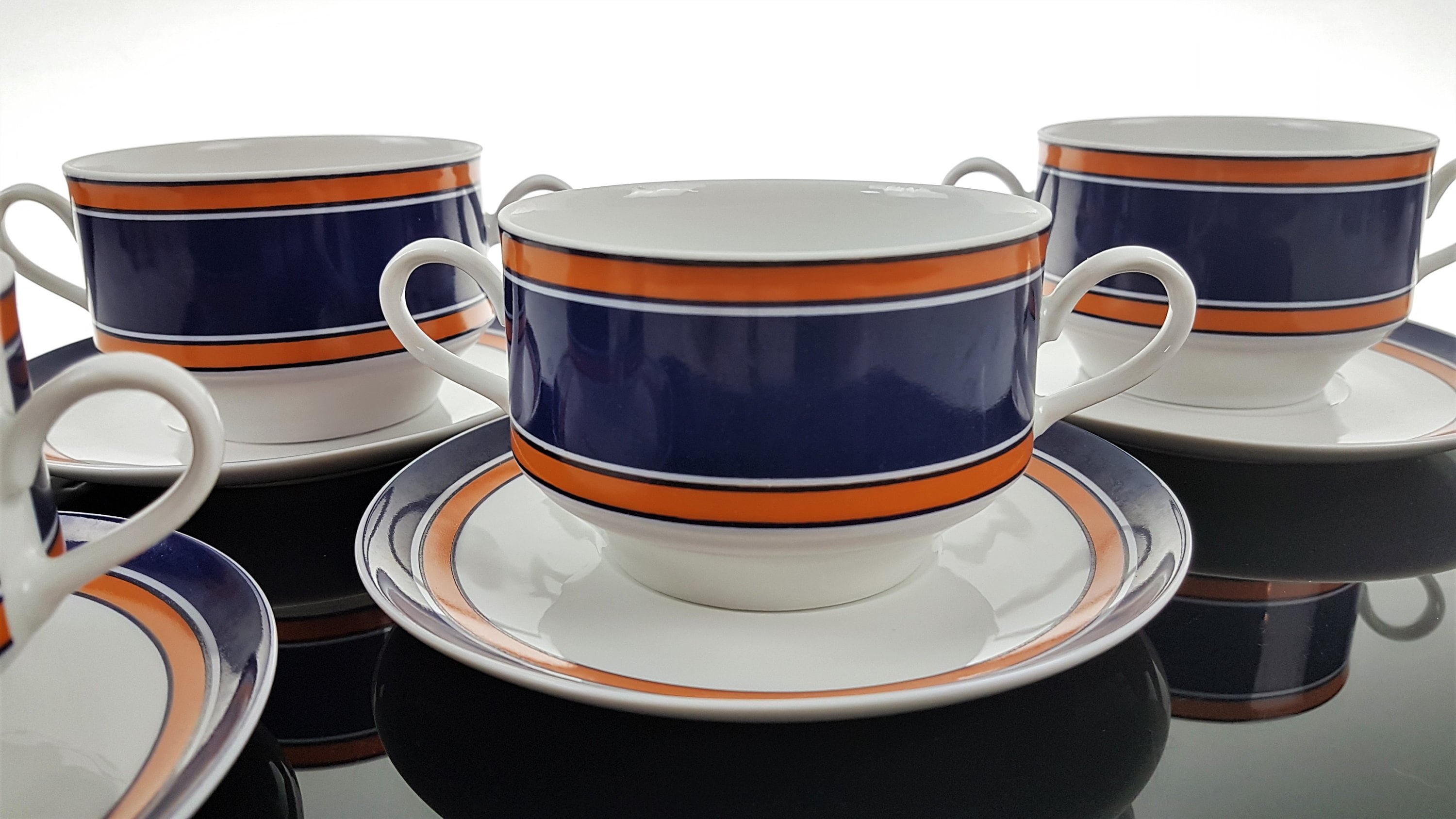 4 Soup Cups and Saucers Made of Porcelain Winterling RÖSLAU Etsy