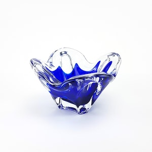 Ashtray / Glass Bowl blue Glass Art 60s / 70s Vintage Mid Century Ornaments