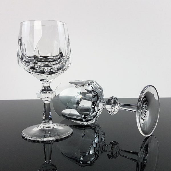 2 élégants verres à vin vintage en verre de cristal des années 70 en cristal de plomb Boho Retro Nachtmann verres en cristal