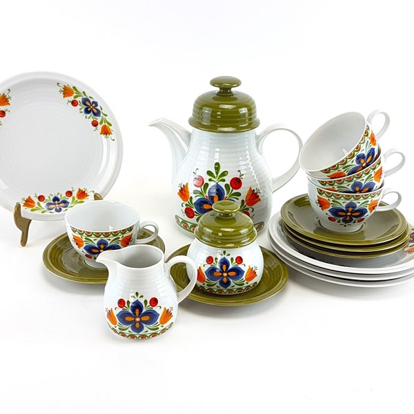 Vintage Kaffeeservice für 5 Personenvon aus Porzellan von Winterling Röslau BAVARIA Mid Century 60/ 70-er Jahre Colorful