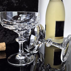 2 noble vintage Champagne glasses made of crystal 70s lead crystal Boho retro Nachtmann  crystal glasses