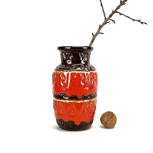 Vintage Ceramic vase by Scheurich Mid Century  West Germany red