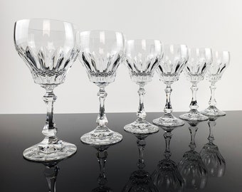 6 copas de vino vintage finas de cristal/cristal de plomo, copas festivas, copas de cristal de los años 70