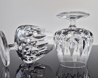 2 Mid Century Cognac / Brandy Lead Crystal Glasses  Vintage Rockabilly Christmas