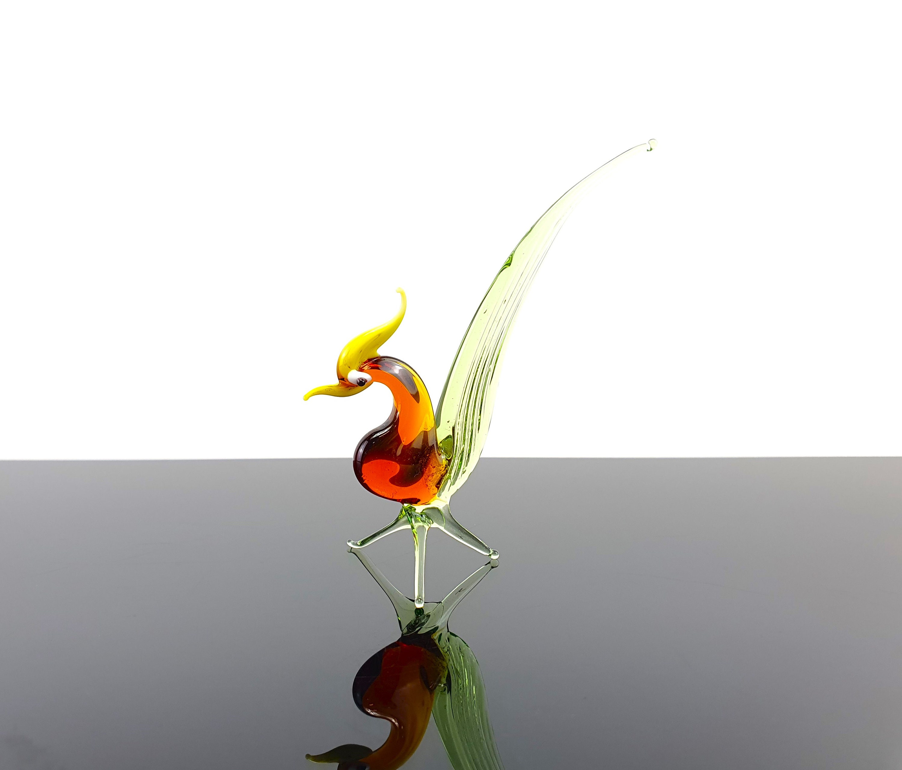 Vintage small glass figure  rooster bird / collectible figure / figure made of glass vintage