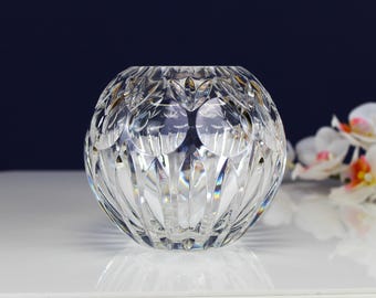 Vintage flower vase / vase ball shape made of crystal glass