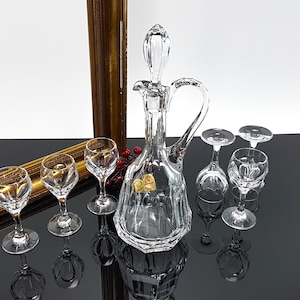 Noble vintage set for liqueur and tinctures made of lead crystal party glasses crystal glasses Nachtmann 70s