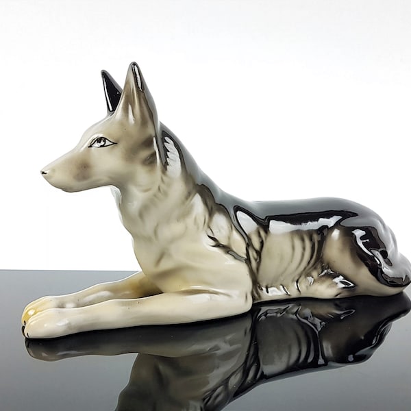 Porcelain German Shepherd Figurine Etsy
