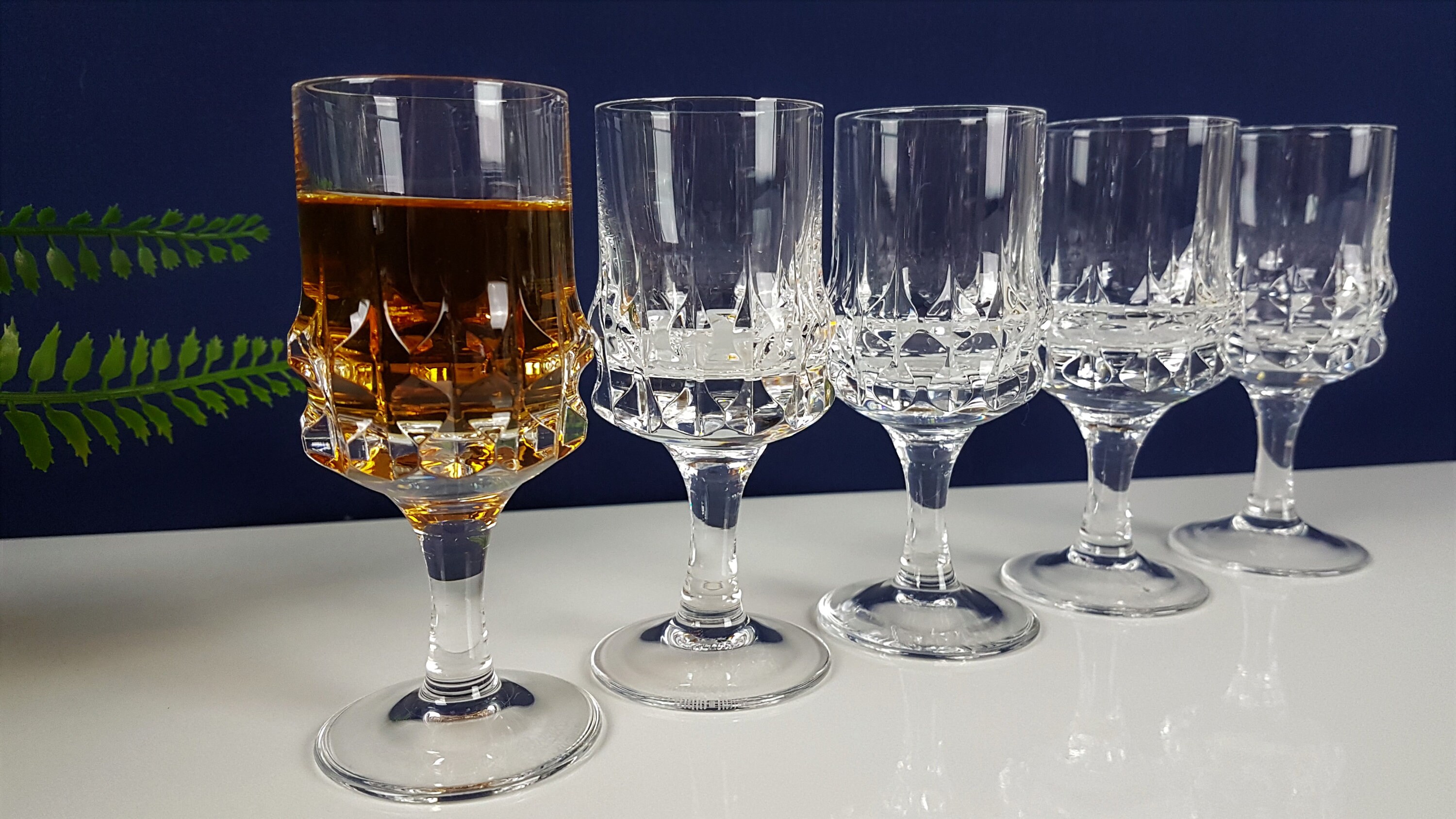 5 vintage schnapps / vodka / shot glasses made of crystal by Etsy