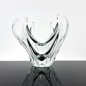 Vintage corner bowl made of crystal glass Noble retro glass bowl