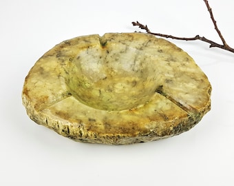 Großer Vintage Aschenbecher/ Schale aus Stein/ Alabaster  Mid Century Brutalist