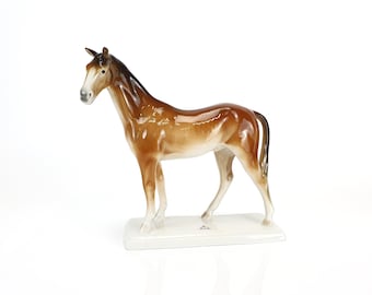 ROYAL DUX - Porcelain figurine horse Rare signed old porcelain figurine